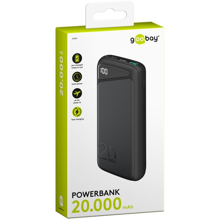 Load image into Gallery viewer, Goobay quick charge powerbank 20.000 mah - 74 wh (zwart, usb-c pd, qc 3.0)
