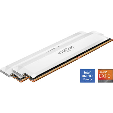 Crucial pro 32 gb ddr5-6400 (2x 16 gb) werkgeheugen (wit, cp2k16g64c38u5w, xmp 3.0, expo)