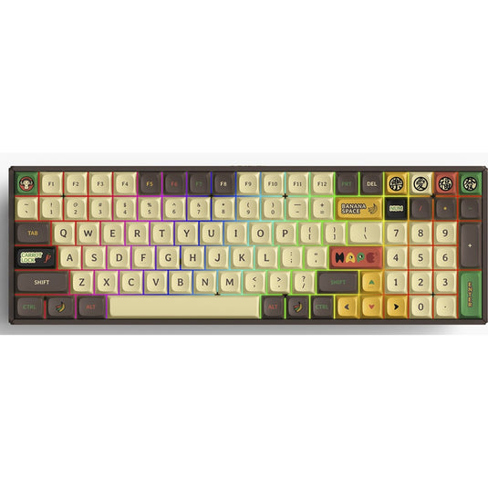 Iqunix f97 happy ape wireless mechanical keyboard (bruin, us lay-out (qwerty), gateron brown, 96%, rgb leds, hot-swappable, pbt, 2.4ghz | bluetooth 5.1 | usb-c)