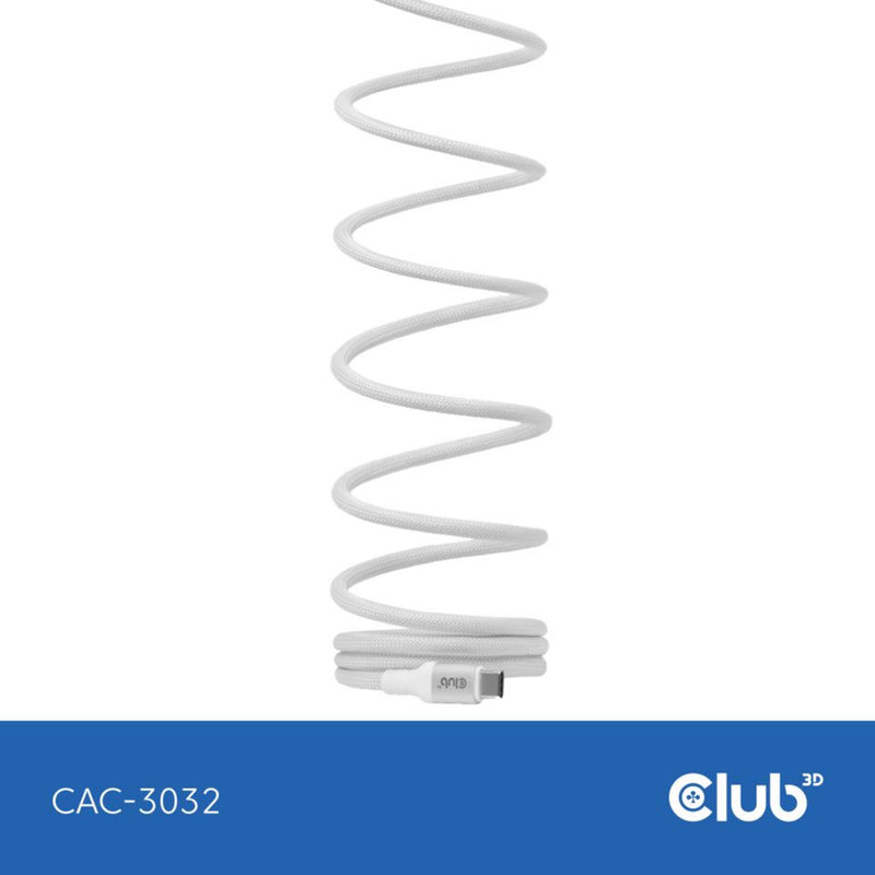 ギャラリービューアに画像をロードする, Club 3d usb-c magnetic-coil 240w pd3.1 white cable, 2 meter kabel (wit)
