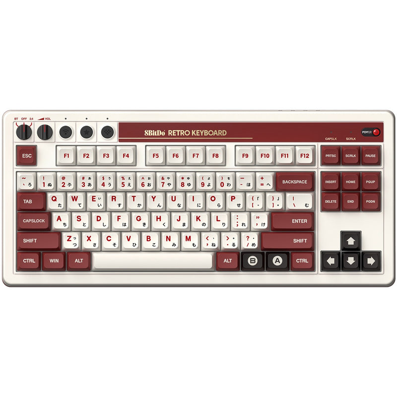 Load image into Gallery viewer, 8bitdo retro mechanical keyboard fami edition (beige, us lay-out (qwerty), kailh box white, 80% (tkl), bluetooth low energy, wireless 2.4g, usb)
