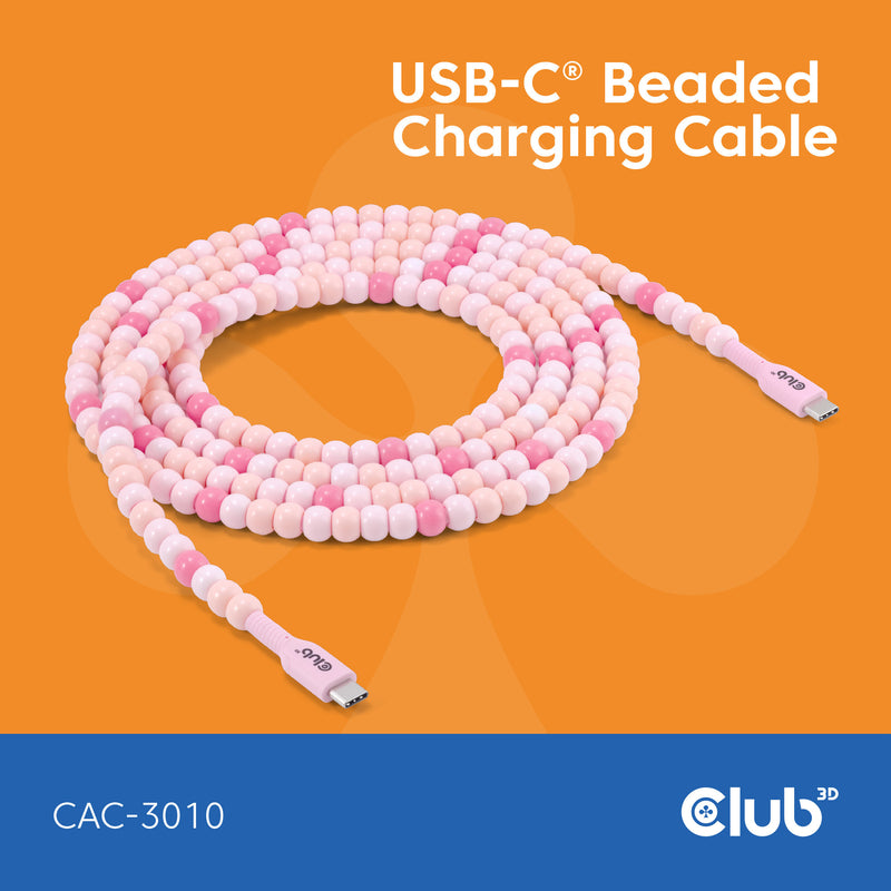 Laden Sie das Bild in Galerie -Viewer, Club 3d usb-c beaded cable pink, 2 meter kabel (roze)
