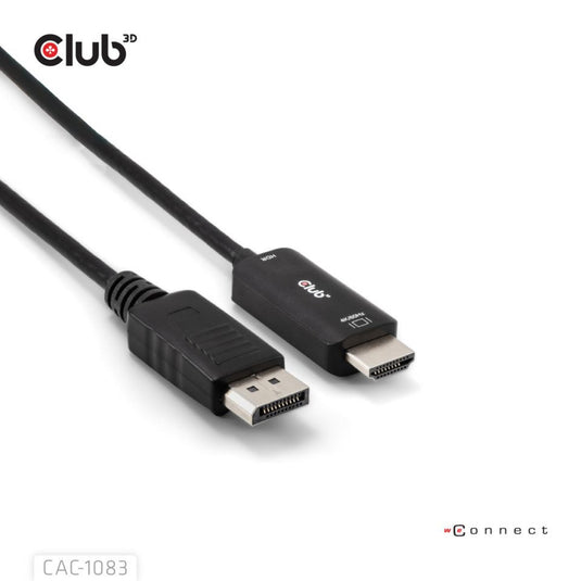 Club 3d displayport 1.4 to hdmi 4k60hz kabel adapter (zwart, hdr m m 2m)