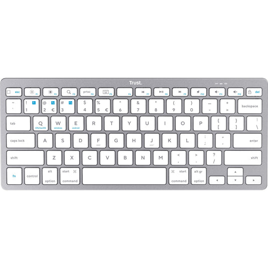 Trust wireless bluetooth keyboard (grijs, us lay-out (qwerty), scissor switches, 85%, bluetooth 4.0)