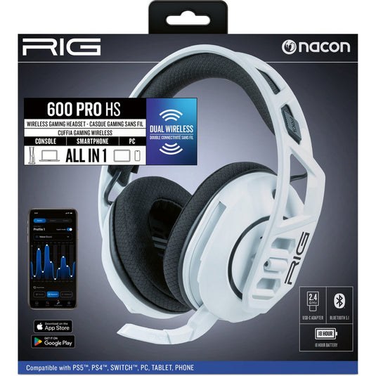 Nacon rig 600 pro hs over-ear gaming headset (wit, playstation 5, playstation 4, windows, nintendo switch, android, ios)