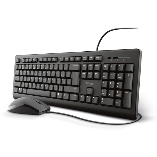 Trust primo keyboard mouse set, desktopset (zwart, us lay-out, membraan)