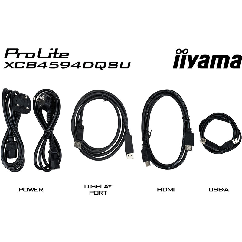 Load image into Gallery viewer, Iiyama prolite xcb4594dqsu-b1 44.5 curved ultrawide monitor (zwart (mat), hdmi, displayport, usb, audio)
