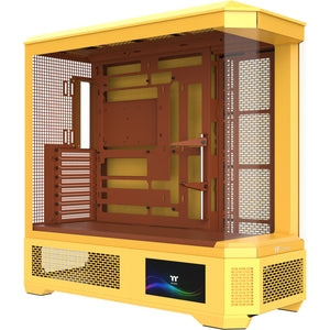 Thermaltake view 600 tg butter caramel big tower behuizing (geel | 2x usb-a | 1x usb-c | tempered glass)