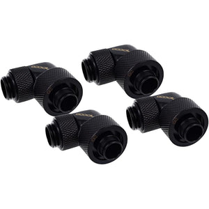 Alphacool eiszapfen 16 10mm screw-on nozzle 90° rotatable g1 4 verbinding (zwart, 4 stuks)