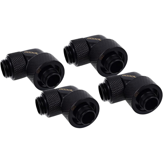 Alphacool eiszapfen 16 10mm screw-on nozzle 90° rotatable g1 4 verbinding (zwart, 4 stuks)