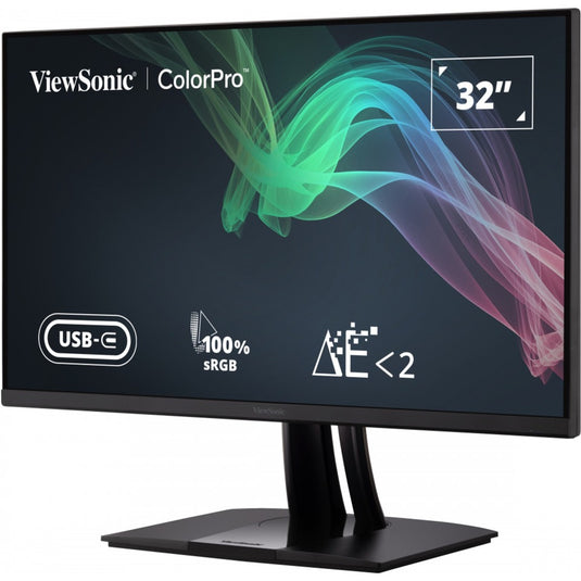 Viewsonic vp3256-4k 31.5 monitor (zwart (mat), 2x hdmi, 1x displayport, usb-a, usb-b, usb-c)