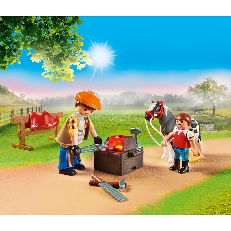 Load image into Gallery viewer, Playmobil country - mobiele hoefsmid constructiespeelgoed (70518)
