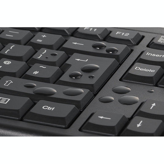 Kensington km150 eq wireless desktop set desktopset (zwart, us lay-out (qwerty), membraan, 100%, 1200 dpi)