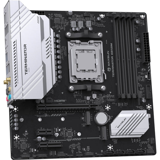 Maxsun ms-terminator b850m wifi socket am5 moederbord (zwart, raid, 2.5 gb-lan, wlan, bt, sound, µatx)