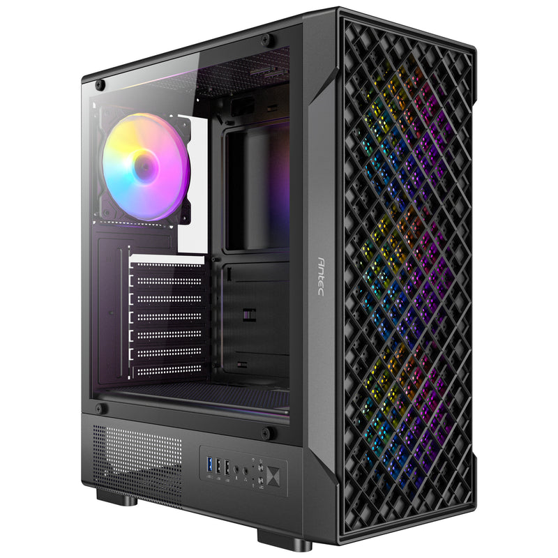 Load image into Gallery viewer, Antec vx320 argb midi tower behuizing (zwart | 3x usb-a | tempered glass)
