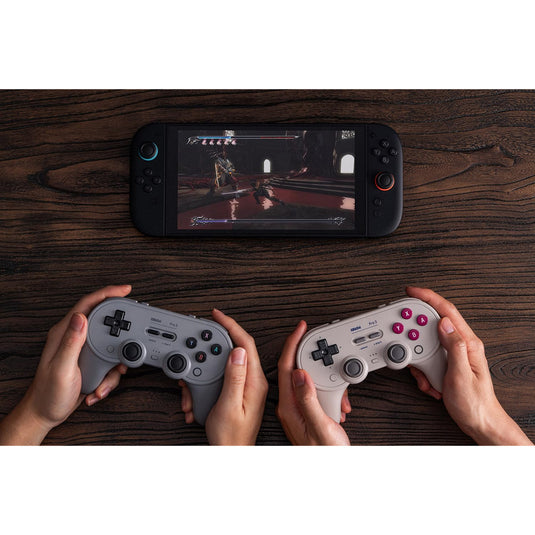 8bitdo pro 3 bluetooth gamepad (lichtgrijs rood, switch 1 2, pc, android, 2.4 ghz bluetooth usb)