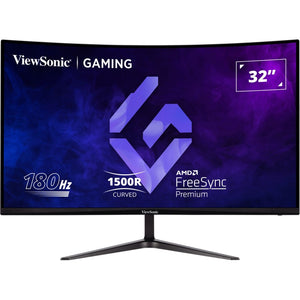 Viewsonic vx3218-pc-mhd 32 curved gaming monitor (zwart, 1x displayport, 2x hdmi, 180 hz, 2x hdmi, 1x displayport, 180 hz)