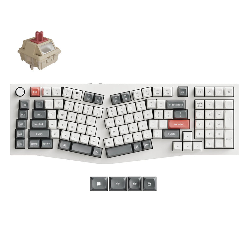 Load image into Gallery viewer, Keychron q13 ultra-p1 8k wireless custom mechanical keyboard (wit, us lay-out (qwerty), silk pom red, 96%, rgb, hot swap, 8k, 2.4 ghz | bluetooth 5.2 | usb-c)

