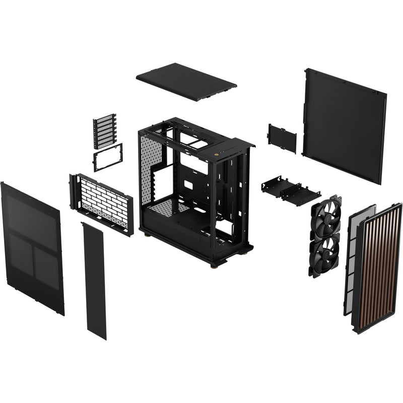 Load image into Gallery viewer, Fractal design north midi tower behuizing (zwart houtkleur | 2x usb-a | 1x usb-c)
