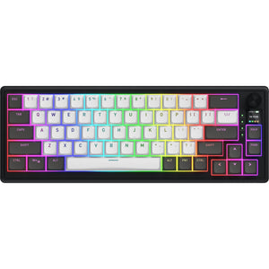 Hator skyfall pro wireless rgb mechanisch gaming toetsenbord (zwart, us lay-out (qwerty), hator aurum vanilla silent, 65%, rgb, double-shot pbt, hot-swap, 2.4ghz | bluetooth | usb-c)