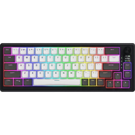 Hator skyfall pro wireless rgb mechanisch gaming toetsenbord (zwart, us lay-out (qwerty), hator aurum vanilla silent, 65%, rgb, double-shot pbt, hot-swap, 2.4ghz | bluetooth | usb-c)