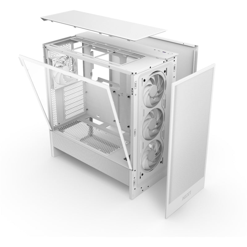 Load image into Gallery viewer, Nzxt h5 flow rgb v2 midi tower behuizing (wit | 1x usb-a | 1x usb-c | rgb | tempered glass)
