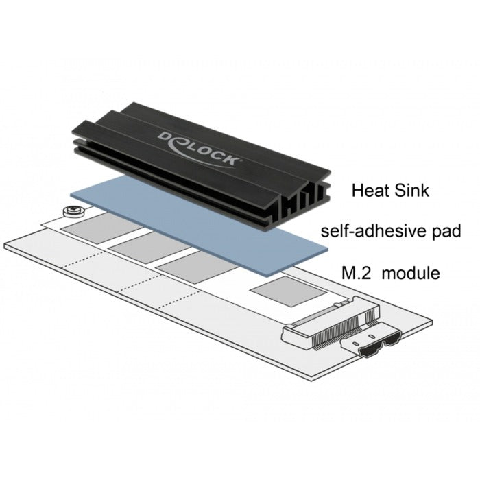 Load image into Gallery viewer, Delock heatsink 70 mm voor m.2 module (zwart)
