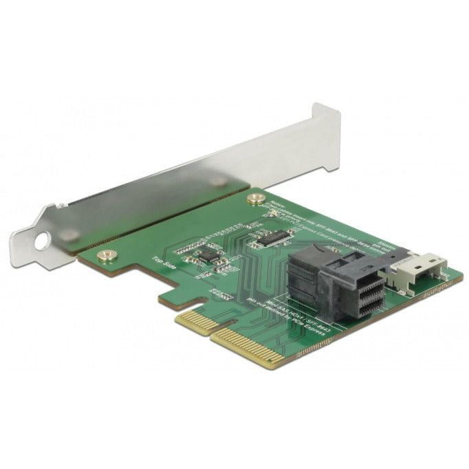 Load image into Gallery viewer, Delock pci express x4 card u.2 nvme naar 1 x internal sff-8654 4i + 1 x internal sff-8643 – low profile form factor adapter (zilver)
