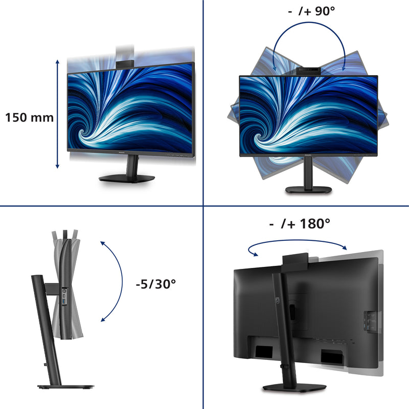 Afbeelding laden in galerijviewer, Philips 27b2n3500jh 00 27 monitor (zwart, hdmi, displayport, usb-c, webcam, 120 hz)
