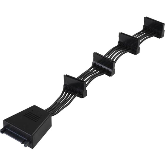 Silverstone adapter 15-pin sata > 4x 15-pin sata splitterkabel (zwart, 18,9 centimeter, cp06-e4)