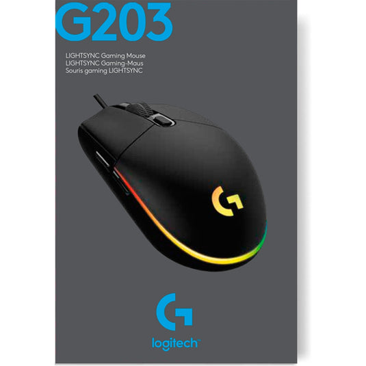 Logitech g203 lightsync gaming muis (zwart, 200 - 8000 dpi, rgb leds)