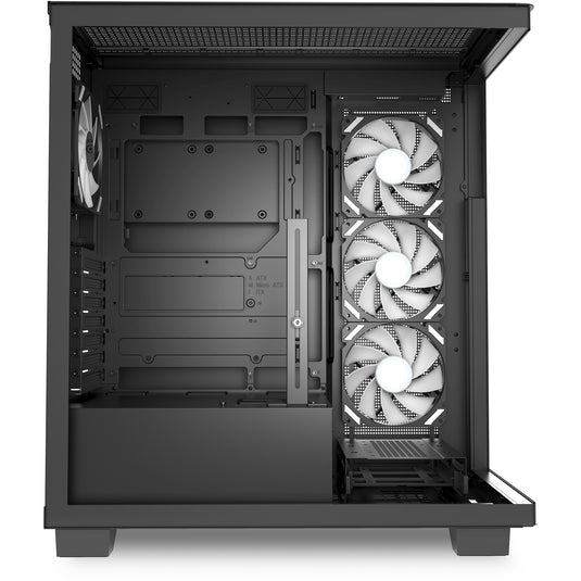 Sharkoon elite shark ca500 midi tower behuizing (zwart | 2x usb-a | 1x usb-c | rgb | tempered glass)
