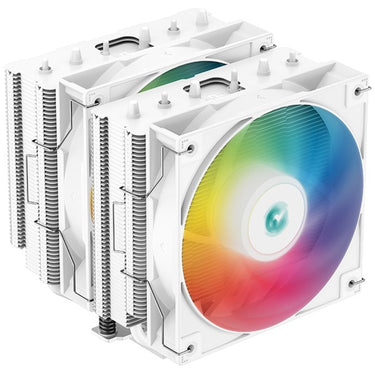 Deepcool ag620 wh argb cpu-koeler (wit, 4-pin pwm, rgb led)