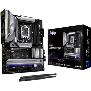 Asrock z890 livemixer wifi socket 1851 moederbord (zwart, raid, 2.5 gb-lan, wi-fi 7, bt, sound, atx)