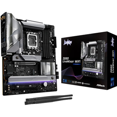 Asrock z890 livemixer wifi socket 1851 moederbord (zwart, raid, 2.5 gb-lan, wi-fi 7, bt, sound, atx)