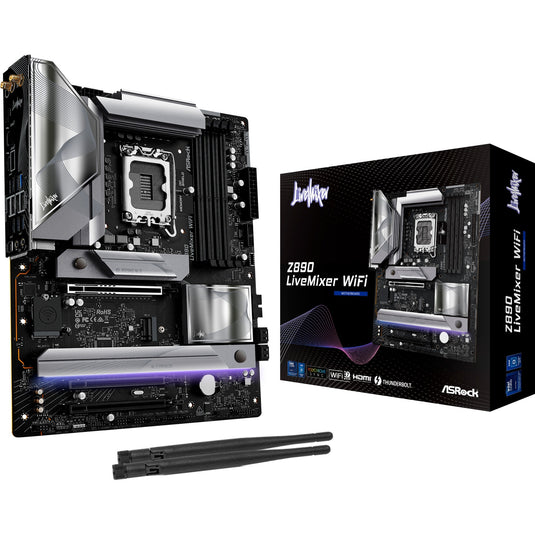 Asrock z890 livemixer wifi socket 1851 moederbord (zwart, raid, 2.5 gb-lan, wi-fi 7, bt, sound, atx)
