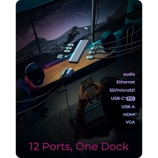 Icy box ib-dk4062-cpd 12-in-1 dockingstation (aluminium)