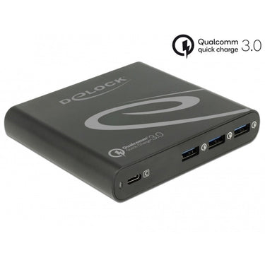 Delock usb oplader 1x usb type-c + 3x usb type-a (zwart)