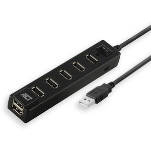Act connectivity usb hub 7 port met aan- en uit schakelaar usb-hub (zwart)