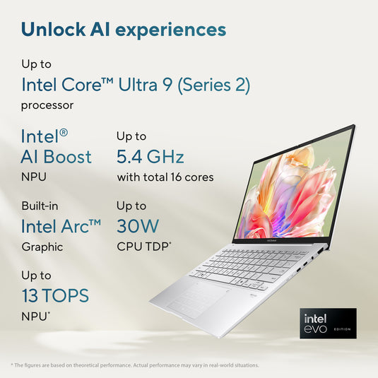 Asus zenbook 14 oled ux3405ca-qd012w 14 laptop (blauw | core ultra 7 255h | arc 140t | 32 gb | 1 tb ssd)
