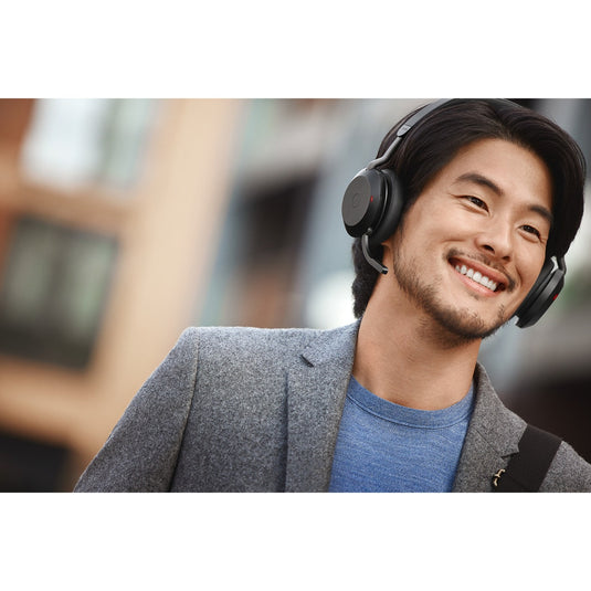 Jabra evolve2 75 on-ear headset (zwart, link380a, microsoft teams)