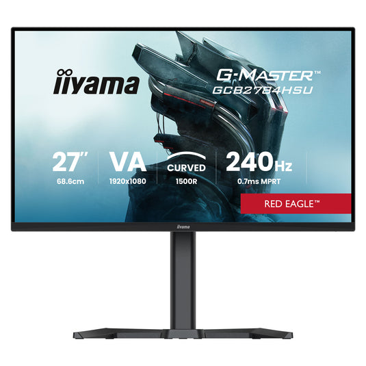 Iiyama g-master red eagle gcb2784hsu-b1 27 curved gaming monitor (zwart, 2x hdmi, 1x displayport, usb, audio, amd free-sync, 240 hz)