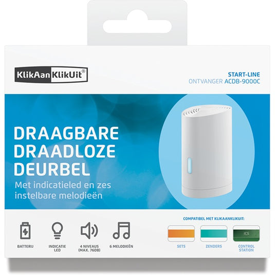 Klikaanklikuit acdb-9000c mobiele draadloze deurbel (wit)