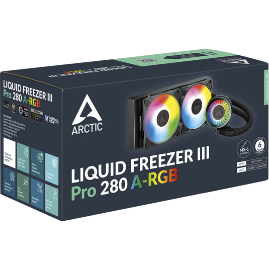 Arctic liquid freezer iii pro 280 a-rgb waterkoeling (zwart, 4-pins pwm fan-connector)