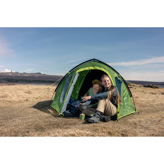 Coleman darwin 3 plus koepeltent (donkergroen lichtgroen, met voorbouw, model 2025)