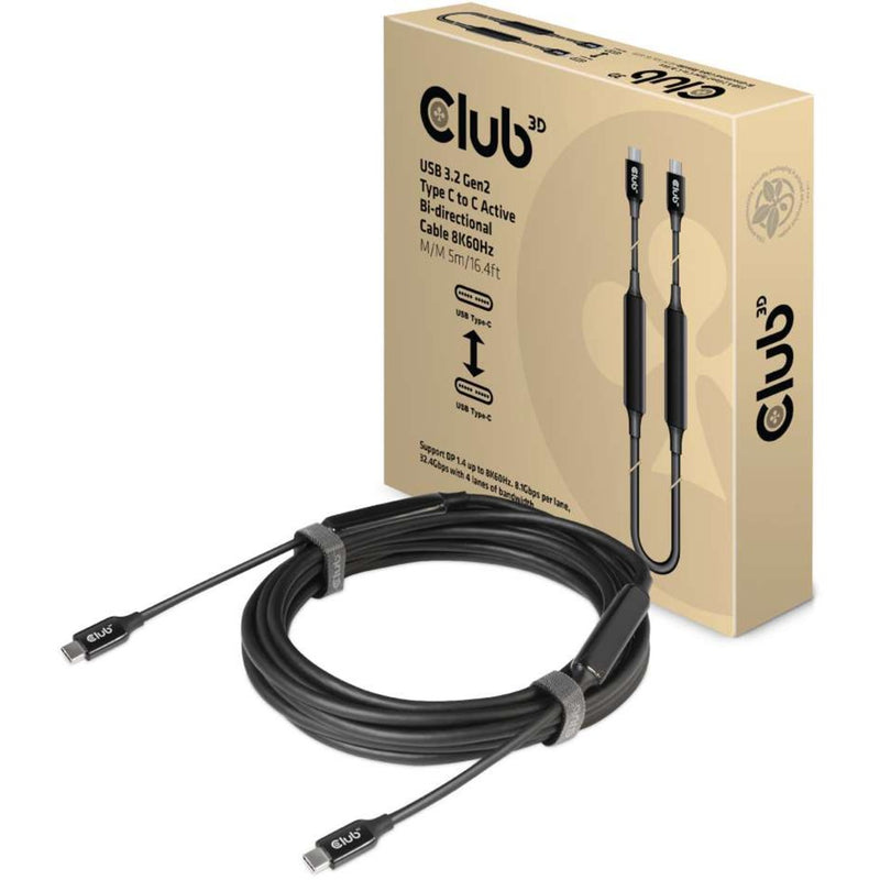 Afbeelding laden in galerijviewer, Club 3d actieve usb-c 3.2 gen 2 kabel (zwart, 5 meter, 60 w, 8k)
