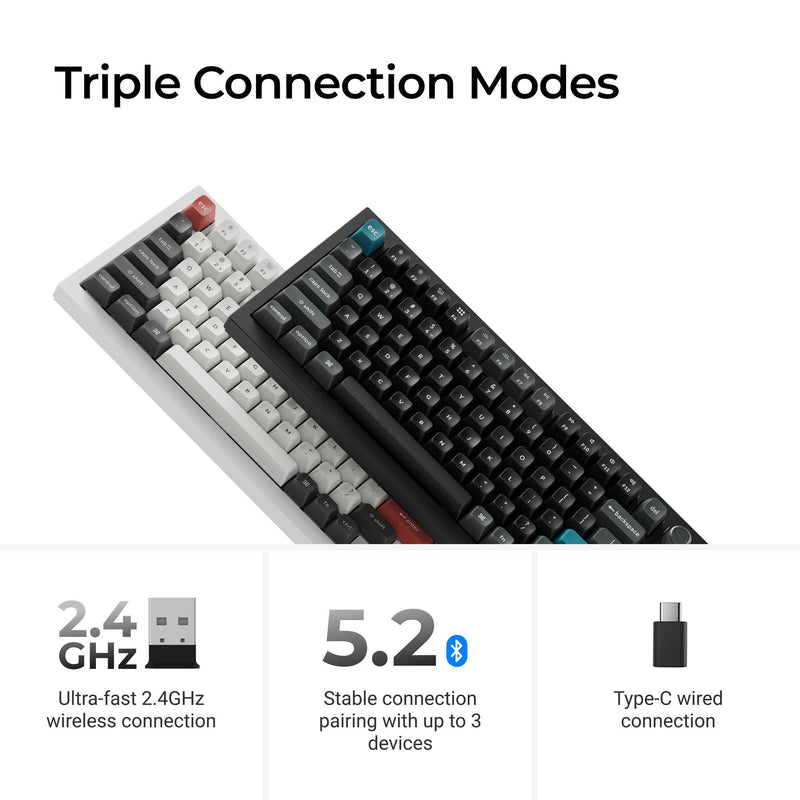 Load image into Gallery viewer, Keychron q1 ultra-m4 8k wireless custom mechanical keyboard (zwart, us lay-out (qwerty), silk pom banana, 75%, rgb, hot swap, 8k, 2.4 ghz | bluetooth 5.2 | usb-c)
