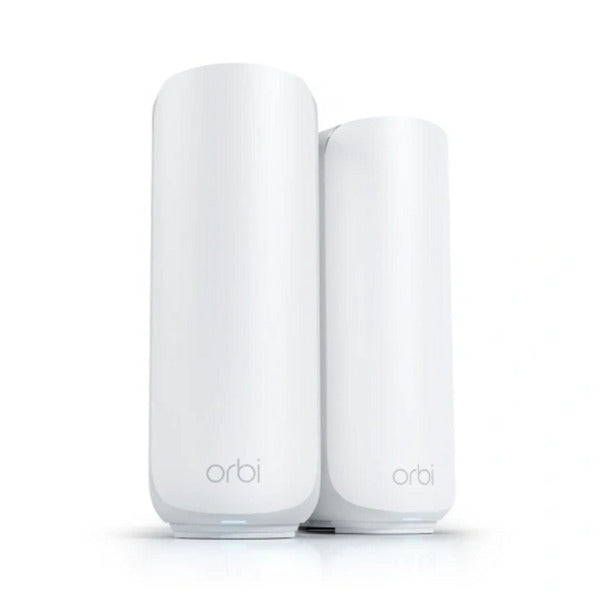 Load image into Gallery viewer, Netgear orbi 370 wifi mesh systeem, dual-band wifi 7-mesh systeem, 2 stuks mesh router (wit, 1x orbi wifi 7-router (rbe371), 1x orbi wifi 7-satelliet (rbe370))
