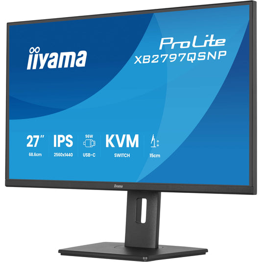 Iiyama prolite xb2797qsnp-b1 27 monitor (zwart, 75 hz, hdmi, displayport, usb-c, lan, audio)