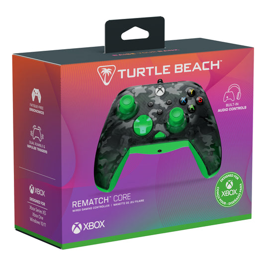 Turtle beach rematch core bedrade controller (zwart groen, xbox serie x|s, xbox one, pc)